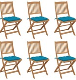 VidaXL Tuinstoelen 6 st inklapbaar met kussens massief acaciahout