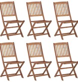 VidaXL Tuinstoelen 6 st inklapbaar met kussens massief acaciahout