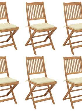 VidaXL Tuinstoelen 6 st inklapbaar met kussens massief acaciahout