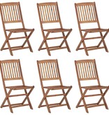 VidaXL Tuinstoelen 6 st inklapbaar met kussens massief acaciahout