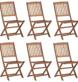 VidaXL Tuinstoelen 6 st inklapbaar met kussens massief acaciahout