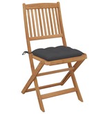 VidaXL Tuinstoelen 6 st inklapbaar met kussens massief acaciahout