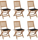 VidaXL Tuinstoelen inklapbaar 6 st met kussens massief acaciahout