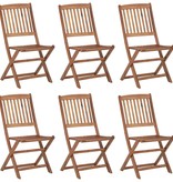 VidaXL Tuinstoelen inklapbaar 6 st met kussens massief acaciahout