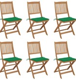 VidaXL Tuinstoelen inklapbaar 6 st met kussens massief acaciahout