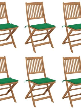 VidaXL Tuinstoelen inklapbaar 6 st met kussens massief acaciahout