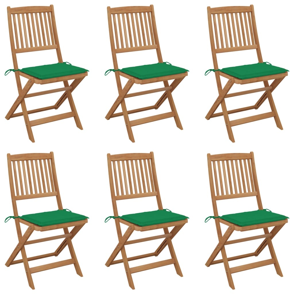 VidaXL Tuinstoelen inklapbaar 6 st met kussens massief acaciahout