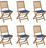 VidaXL Tuinstoelen inklapbaar 6 st met kussens massief acaciahout