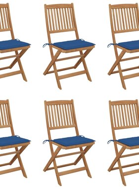 VidaXL Tuinstoelen inklapbaar 6 st met kussens massief acaciahout