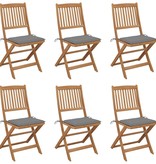 VidaXL Tuinstoelen inklapbaar 6 st met kussens massief acaciahout
