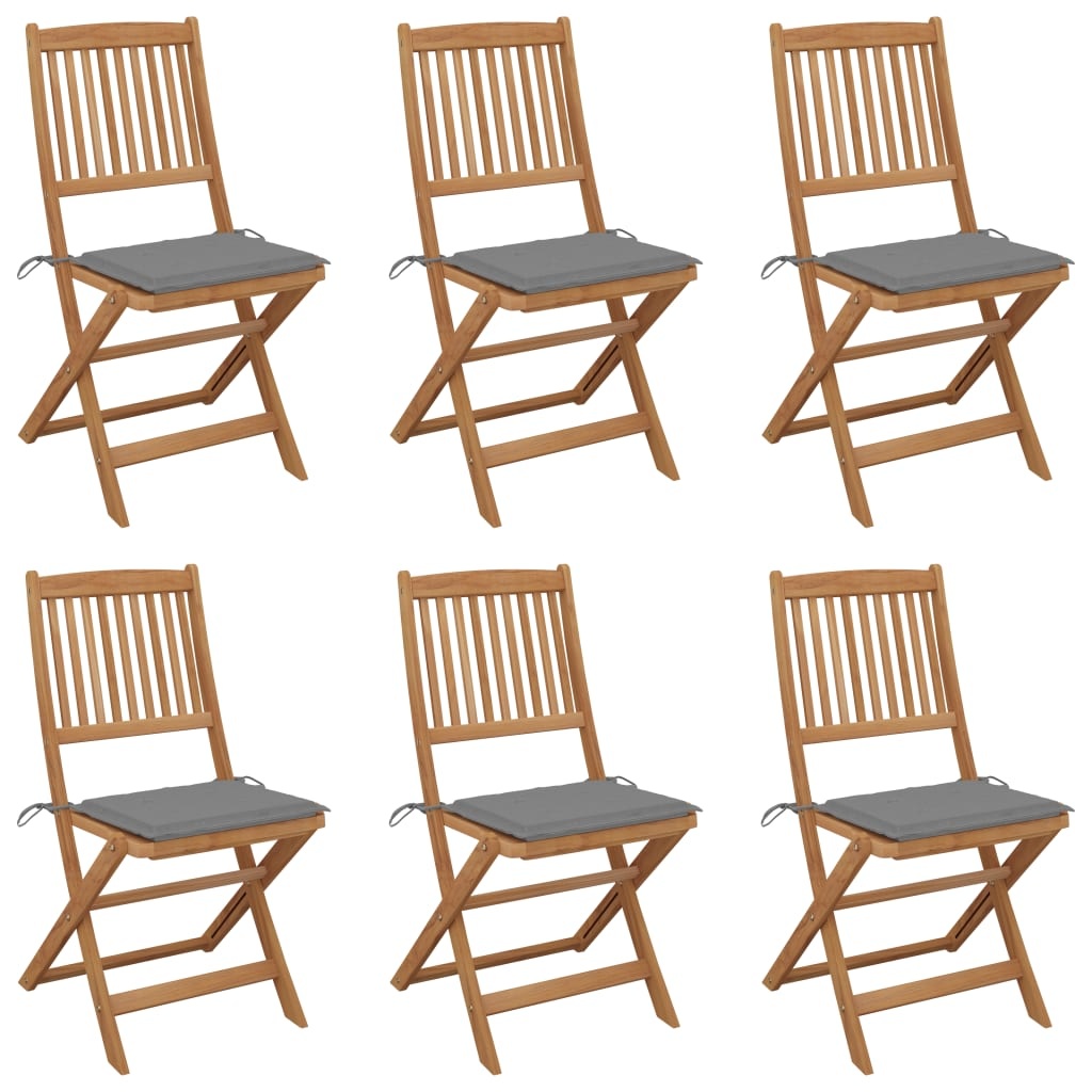 VidaXL Tuinstoelen inklapbaar 6 st met kussens massief acaciahout