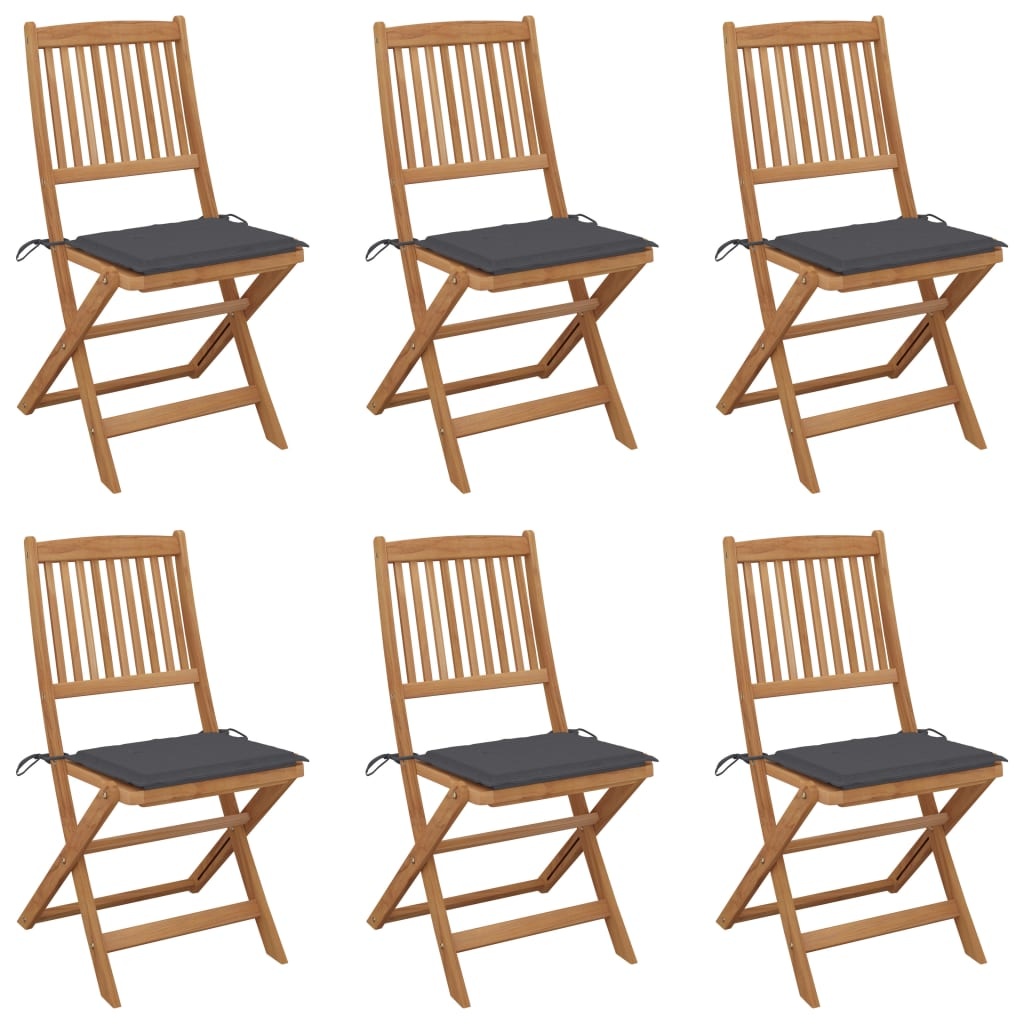VidaXL Tuinstoelen inklapbaar 6 st met kussens massief acaciahout