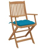 VidaXL Tuinstoelen 6 st inklapbaar met kussens massief acaciahout