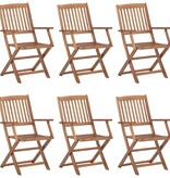 VidaXL Tuinstoelen 6 st inklapbaar met kussens massief acaciahout