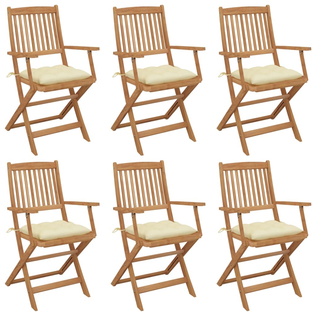 VidaXL Tuinstoelen 6 st inklapbaar met kussens massief acaciahout