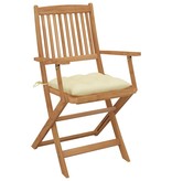 VidaXL Tuinstoelen 6 st inklapbaar met kussens massief acaciahout
