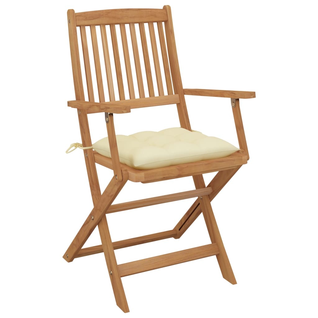 VidaXL Tuinstoelen 6 st inklapbaar met kussens massief acaciahout