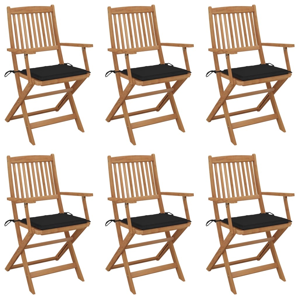VidaXL Tuinstoelen inklapbaar 6 st met kussens massief acaciahout
