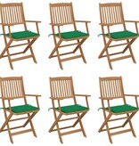 VidaXL Tuinstoelen inklapbaar 6 st met kussens massief acaciahout