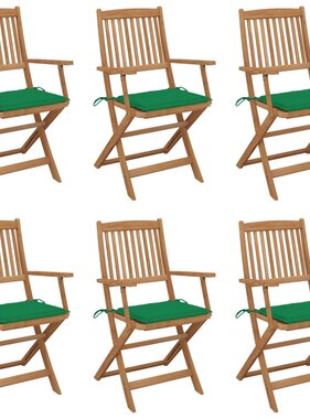VidaXL Tuinstoelen inklapbaar 6 st met kussens massief acaciahout