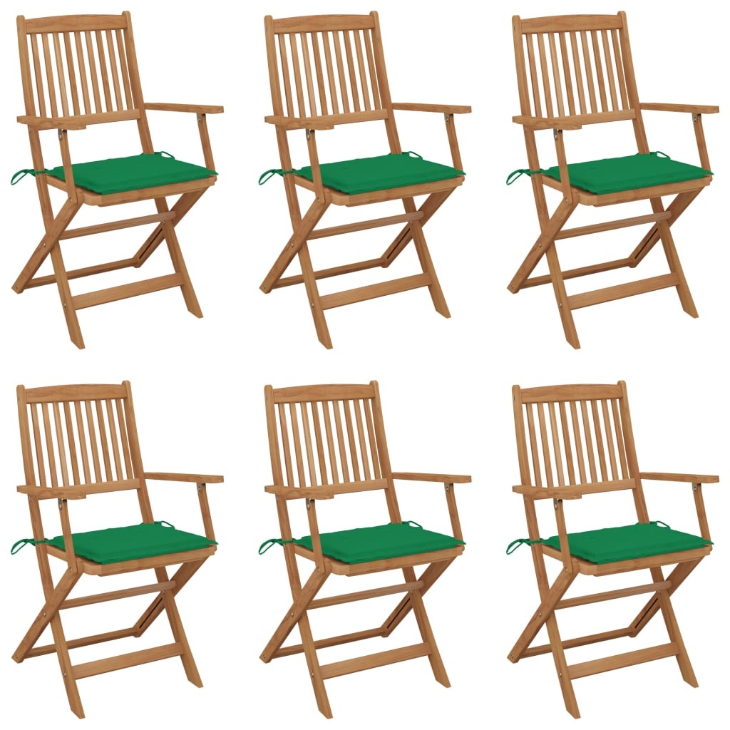 VidaXL Tuinstoelen inklapbaar 6 st met kussens massief acaciahout
