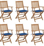 VidaXL Tuinstoelen inklapbaar 6 st met kussens massief acaciahout