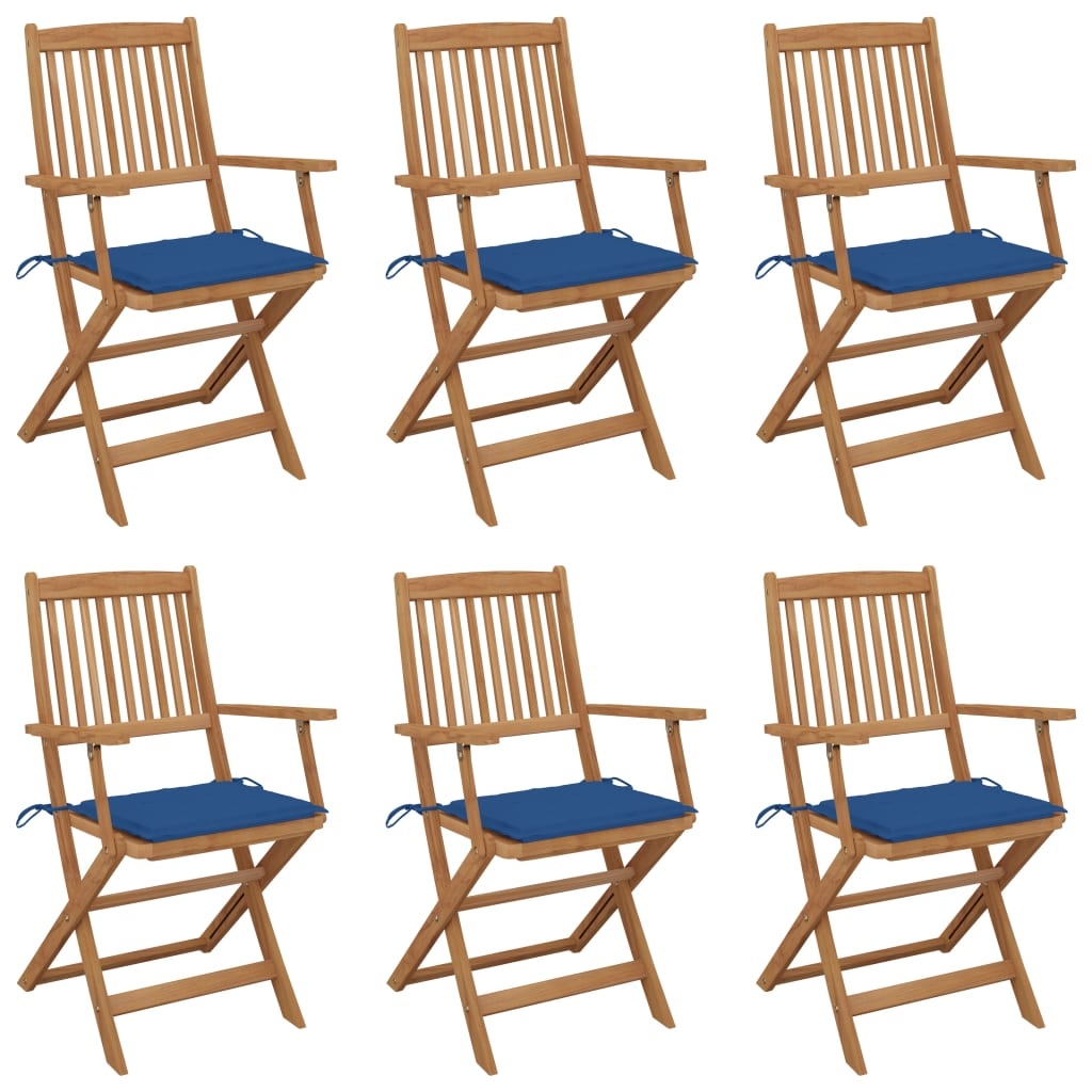 VidaXL Tuinstoelen inklapbaar 6 st met kussens massief acaciahout