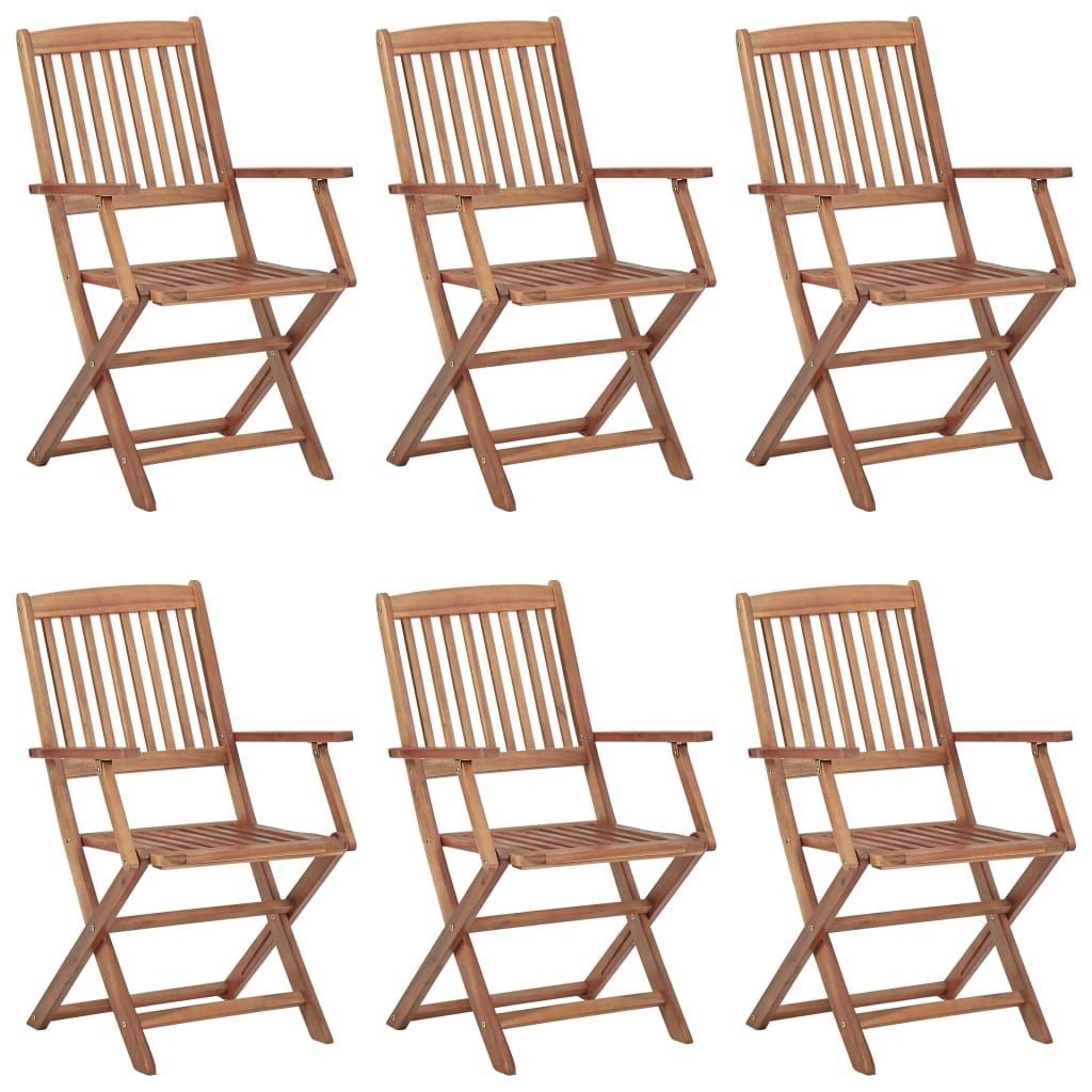 VidaXL Tuinstoelen inklapbaar 6 st met kussens massief acaciahout