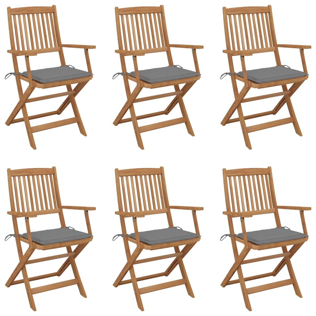 VidaXL Tuinstoelen inklapbaar 6 st met kussens massief acaciahout