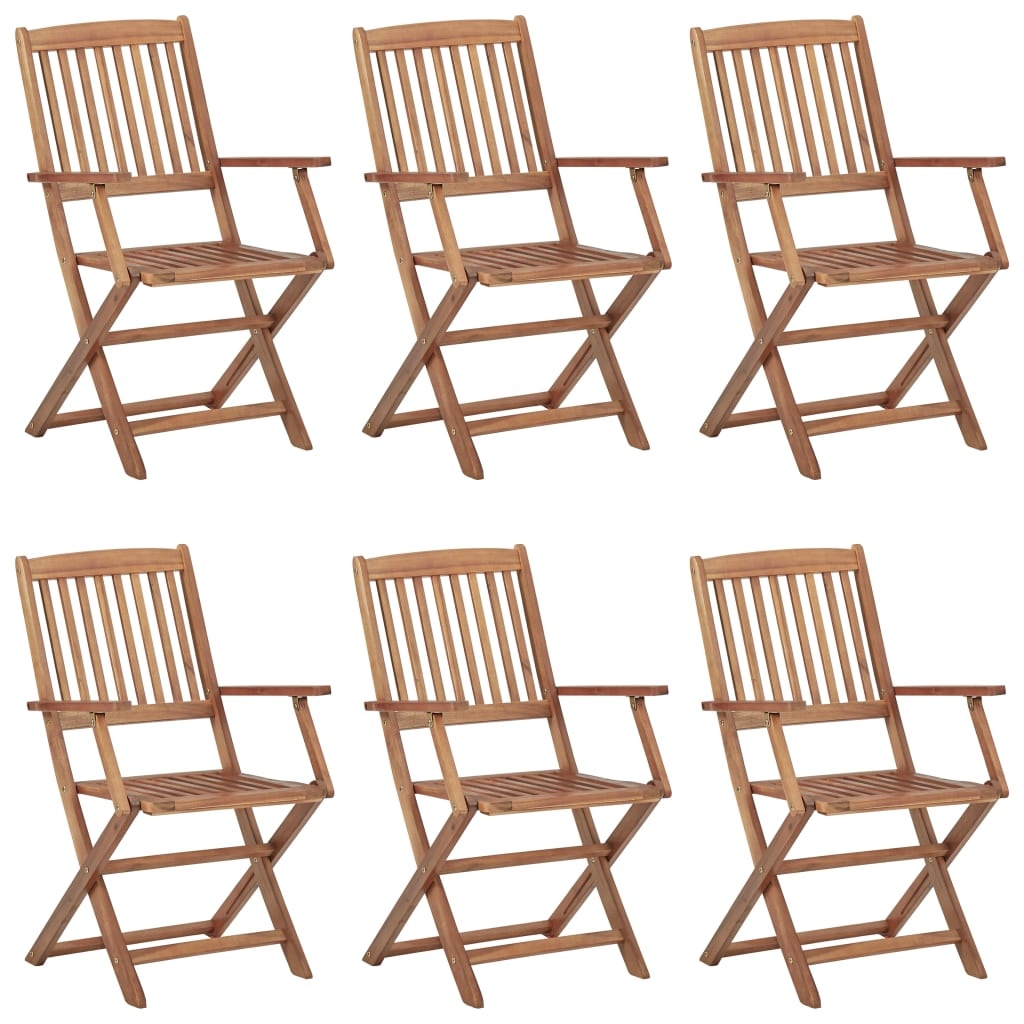 VidaXL Tuinstoelen inklapbaar 6 st met kussens massief acaciahout