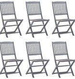 VidaXL Tuinstoelen 6 st inklapbaar met kussens massief acaciahout