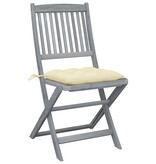 VidaXL Tuinstoelen 6 st inklapbaar met kussens massief acaciahout