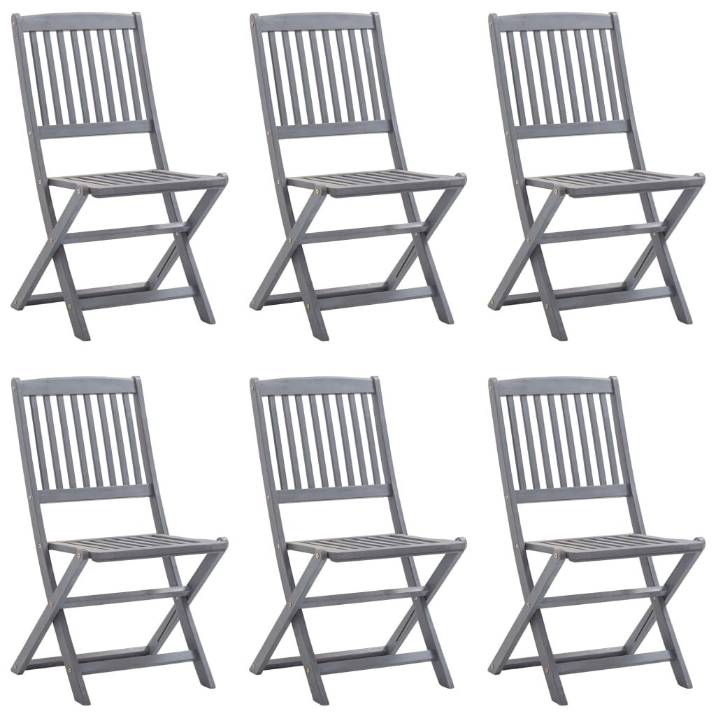 VidaXL Tuinstoelen 6 st inklapbaar met kussens massief acaciahout
