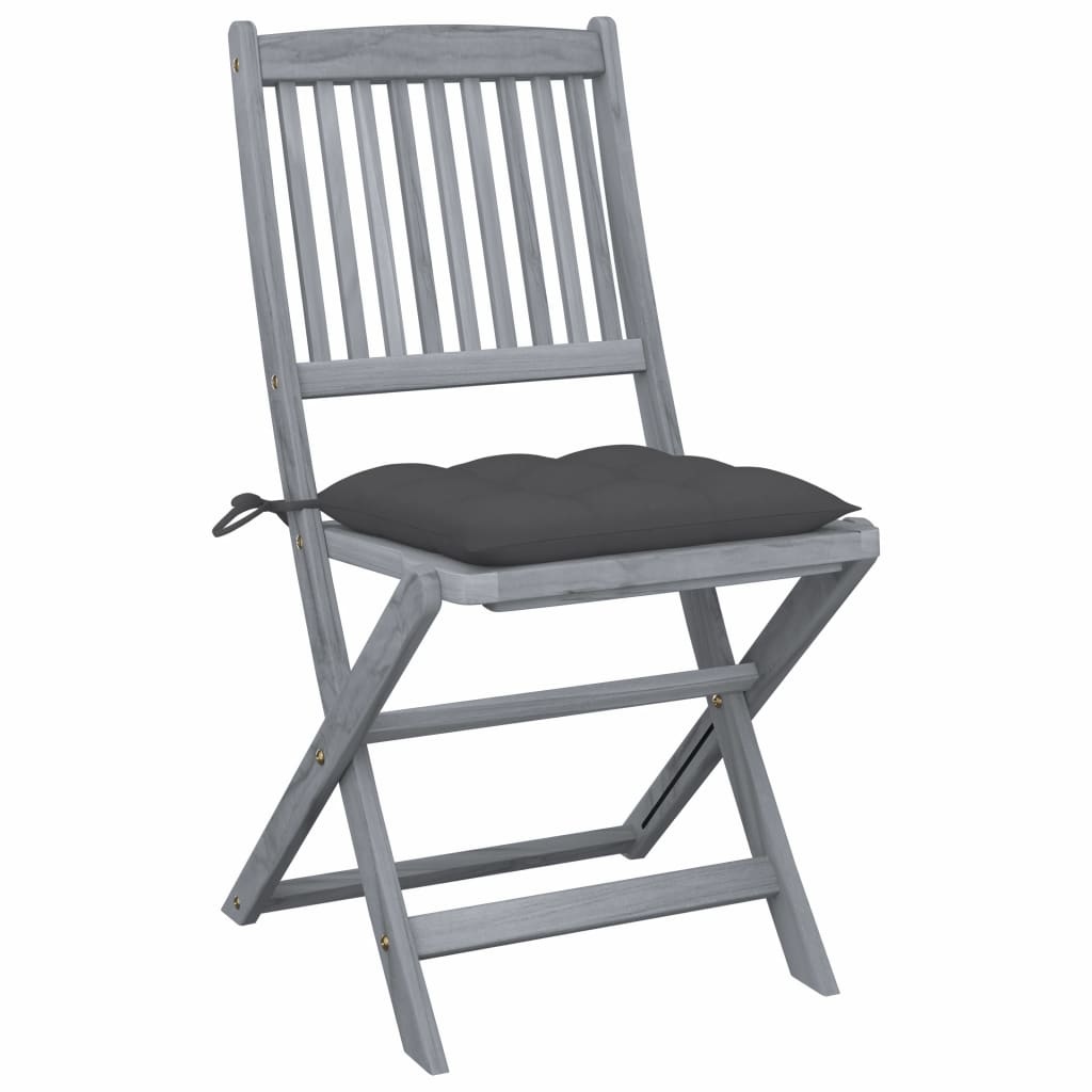 VidaXL Tuinstoelen 6 st inklapbaar met kussens massief acaciahout