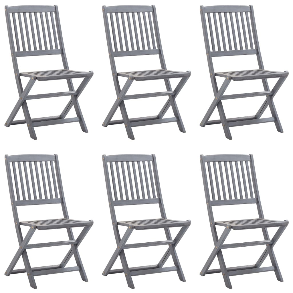 VidaXL Tuinstoelen 6 st inklapbaar met kussens massief acaciahout