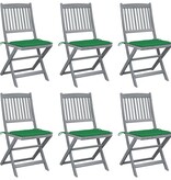 VidaXL Tuinstoelen inklapbaar 6 st met kussens massief acaciahout