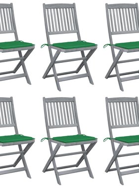 VidaXL Tuinstoelen inklapbaar 6 st met kussens massief acaciahout