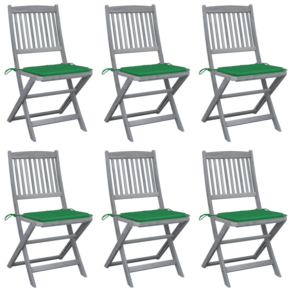 VidaXL Tuinstoelen inklapbaar 6 st met kussens massief acaciahout