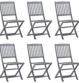 VidaXL Tuinstoelen inklapbaar 6 st met kussens massief acaciahout