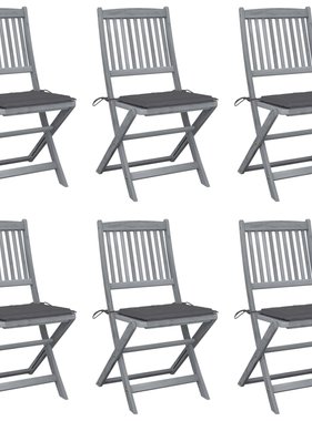 VidaXL Tuinstoelen inklapbaar 6 st met kussens massief acaciahout