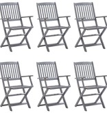 VidaXL Tuinstoelen 6 st inklapbaar met kussens massief acaciahout