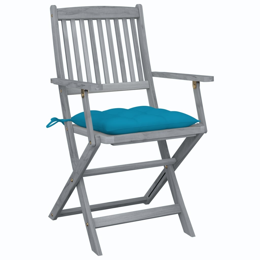 VidaXL Tuinstoelen 6 st inklapbaar met kussens massief acaciahout