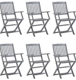 VidaXL Tuinstoelen 6 st inklapbaar met kussens massief acaciahout