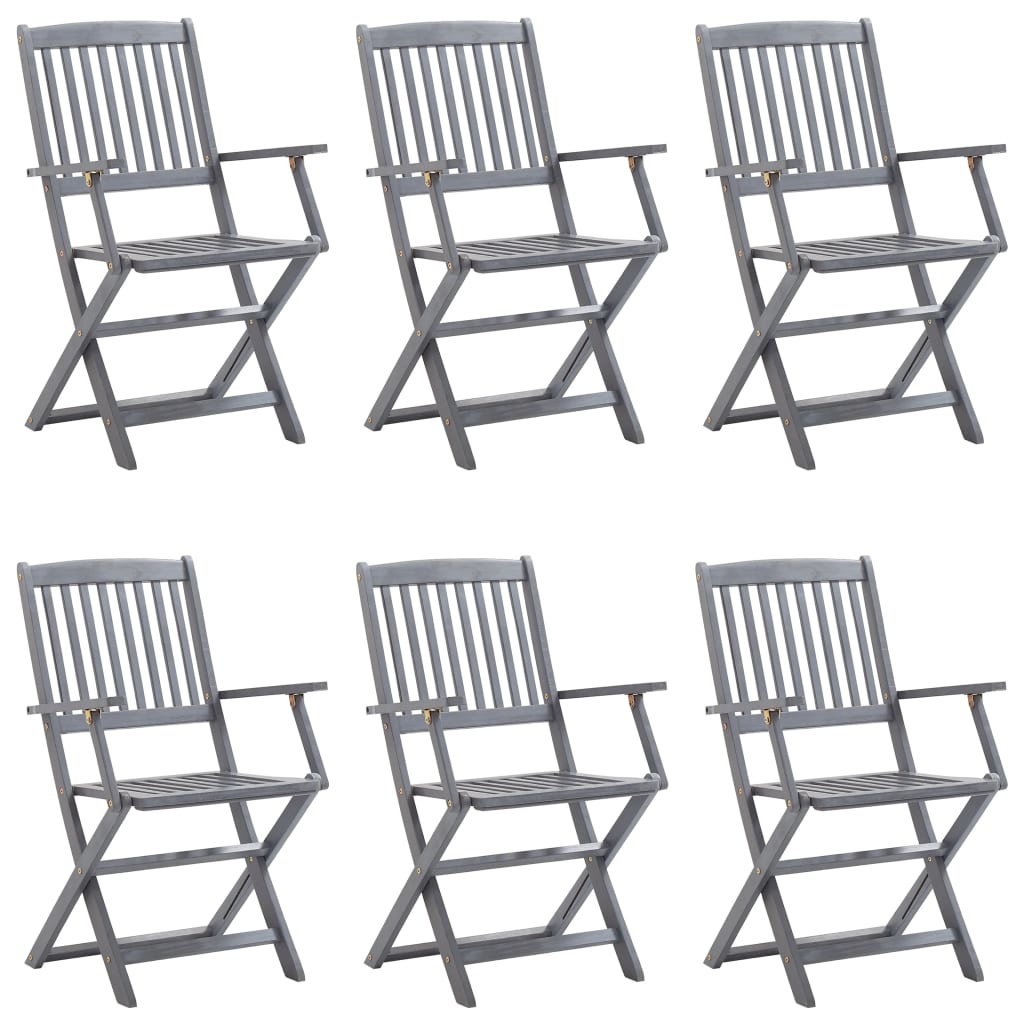 VidaXL Tuinstoelen 6 st inklapbaar met kussens massief acaciahout