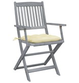 VidaXL Tuinstoelen 6 st inklapbaar met kussens massief acaciahout