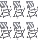 VidaXL Tuinstoelen 6 st inklapbaar met kussens massief acaciahout