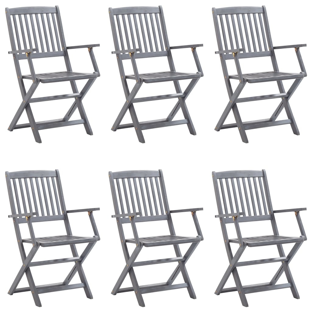 VidaXL Tuinstoelen 6 st inklapbaar met kussens massief acaciahout