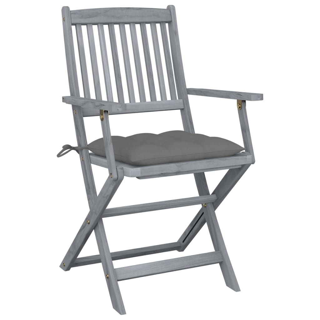 VidaXL Tuinstoelen 6 st inklapbaar met kussens massief acaciahout