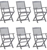 VidaXL Tuinstoelen 6 st inklapbaar met kussens massief acaciahout