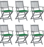VidaXL Tuinstoelen inklapbaar 6 st met kussens massief acaciahout
